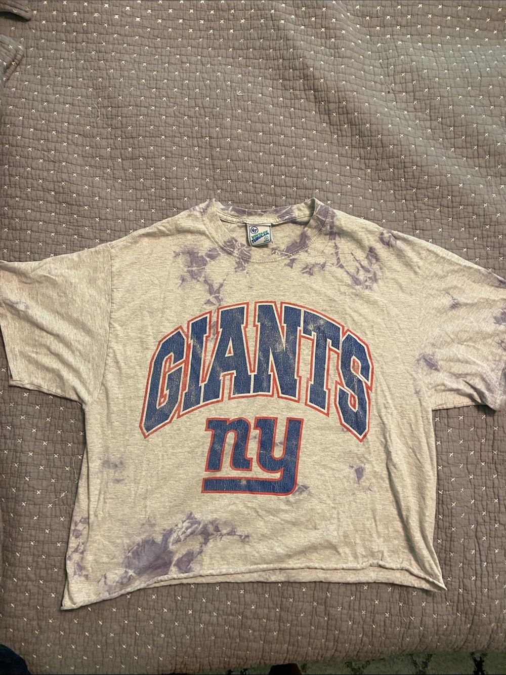 47 NY Giants Tie-Dye Short Sleeve Tee - Gray & Blue